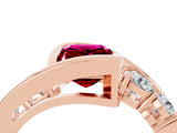 Rose gold Bezel Set Emerald Cut Diamond Split Shank Ring_4