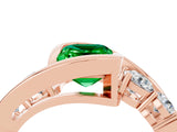 Rose gold Bezel Set Emerald Cut Diamond Split Shank Ring_4