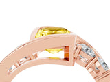 Rose gold Bezel Set Emerald Cut Diamond Split Shank Ring_4
