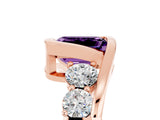 Rose gold Bezel Set Emerald Cut Diamond Split Shank Ring_5