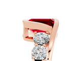 Rose gold Bezel Set Emerald Cut Diamond Split Shank Ring_5