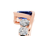 Rose gold Bezel Set Emerald Cut Diamond Split Shank Ring_5
