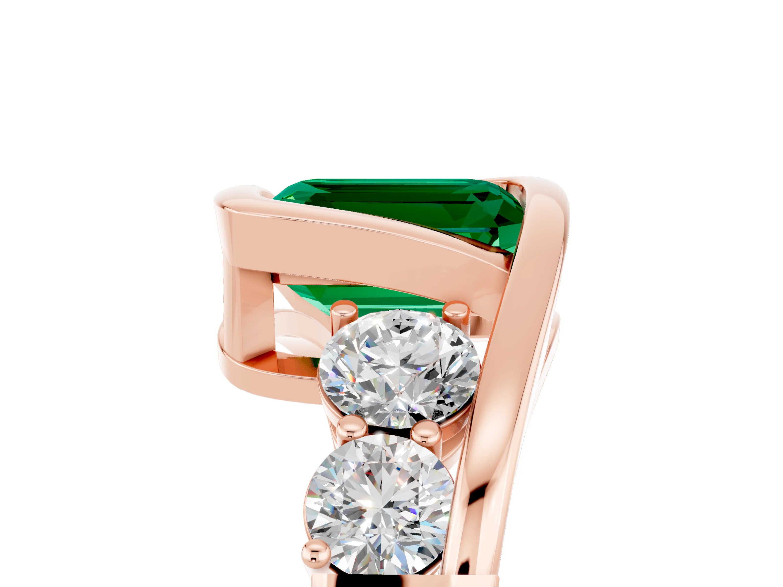 Rose gold Bezel Set Emerald Cut Diamond Split Shank Ring_5