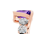 Rose gold Bezel Set Emerald Cut Diamond Split Shank Ring_5
