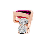 Rose gold Bezel Set Emerald Cut Diamond Split Shank Ring_5