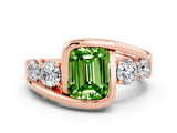 Rose gold Bezel Set Emerald Cut Diamond Split Shank Ring