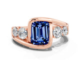 Rose gold Bezel Set Emerald Cut Diamond Split Shank Ring