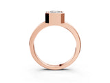 Rose gold Bezel Set Emerald Cut Solitaire Engagement Ring with Classic Band_6