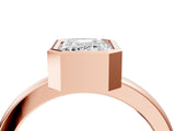 Rose gold Bezel Set Emerald Cut Solitaire Engagement Ring with Classic Band_7