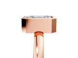 Rose gold Bezel Set Emerald Cut Solitaire Engagement Ring with Classic Band_8