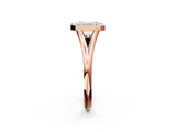 Rose gold Bezel Set Emerald Cut Solitaire Ring with Tapered Band 2