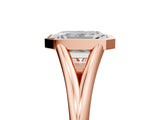 Rose gold Bezel Set Emerald Cut Solitaire Ring with Tapered Band 5