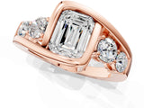Rose gold Bezel Set Emerald Diamond Split Shank Ring_4
