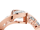 Rose gold Bezel Set Emerald Diamond Split Shank Ring_7