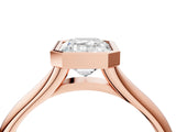 Rose gold Bezel Set Emerald Solitaire Diamond Ring with Smooth Band 5