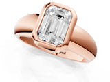 Rose gold Bezel Set Emerald Solitaire Ring with Wide Band 2