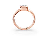 Rose gold Bezel Set Emerald Solitaire Ring with Wide Band 4