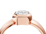 Rose gold Bezel Set Emerald Solitaire Ring with Wide Band 5