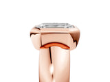Rose gold Bezel Set Emerald Solitaire Ring with Wide Band