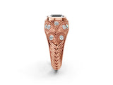 Rose gold Bezel Set Fancy Black Asscher Cut Diamond Milgrain Band Ring_2