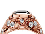 Rose gold Bezel Set Fancy Black Asscher Cut Diamond Milgrain Band Ring_4