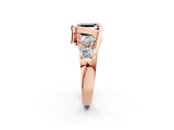 Rose gold Bezel Set Fancy Black Asscher Cut Diamond Split Shank Ring_2
