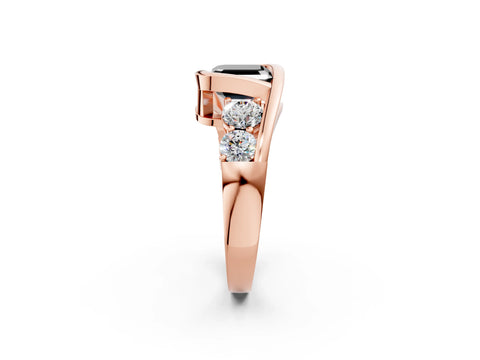 Rose gold Bezel Set Fancy Black Asscher Cut Diamond Split Shank Ring_2