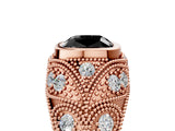 Rose gold Bezel Set Fancy Black Cushion Cut Diamond Milgrain Band Ring_5