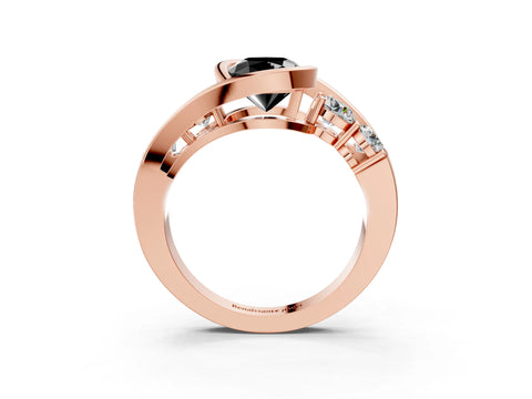 Rose gold Bezel Set Fancy Black Cushion Cut Diamond Split Shank Ring_3