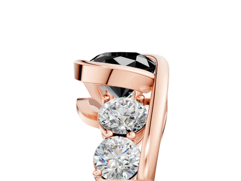 Rose gold Bezel Set Fancy Black Cushion Cut Diamond Split Shank Ring_5