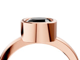 Rose gold Bezel Set Fancy Black Cushion Cut Solitaire Engagement Ring with Classic Band_4