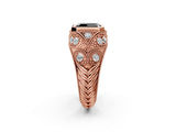 Rose gold Bezel Set Fancy Black Emerald Cut Diamond Milgrain Band Ring_2