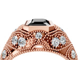 Rose gold Bezel Set Fancy Black Emerald Cut Diamond Milgrain Band Ring_4