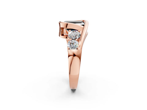 Rose gold Bezel Set Fancy Black Emerald Cut Diamond Split Shank Ring_2