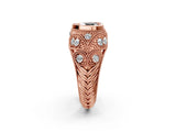 Rose gold Bezel Set Fancy Black Heart Cut Diamond Milgrain Band Ring_2