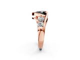 Rose gold Bezel Set Fancy Black Heart Cut Diamond Split Shank Ring_2