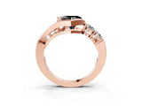 Rose gold Bezel Set Fancy Black Heart Cut Diamond Split Shank Ring_3