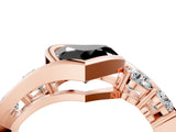 Rose gold Bezel Set Fancy Black Heart Cut Diamond Split Shank Ring_4