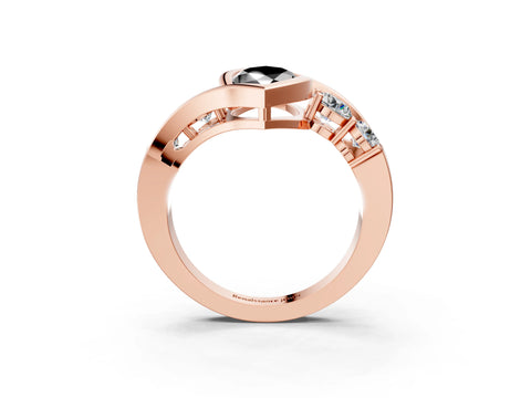 Rose gold Bezel Set Fancy Black Marquise Cut Diamond Split Shank Ring_3