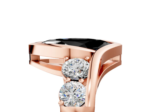 Rose gold Bezel Set Fancy Black Marquise Cut Diamond Split Shank Ring_5