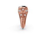 Rose gold Bezel Set Fancy Black Oval Cut Diamond Milgrain Band Ring_2