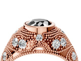 Rose gold Bezel Set Fancy Black Oval Cut Diamond Milgrain Band Ring_4