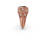 Rose gold Bezel Set Fancy Black Pear Cut Diamond Milgrain Band Ring_2