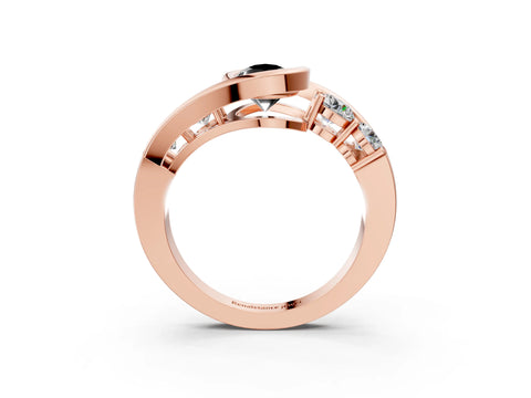 Rose gold Bezel Set Fancy Black Pear Cut Diamond Split Shank Ring_3