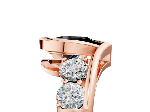 Rose gold Bezel Set Fancy Black Pear Cut Diamond Split Shank Ring_5