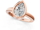 Rose gold Bezel Set Fancy Black Pear Cut Solitaire Engagement Ring with Classic Band_1
