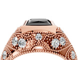 Rose gold Bezel Set Fancy Black Princess Cut Diamond Milgrain Band Ring_4