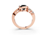 Rose gold Bezel Set Fancy Black Princess Cut Diamond Split Shank Ring_3