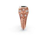 Rose gold Bezel Set Fancy Black Radiant Cut Diamond Milgrain Band Ring_2