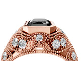 Rose gold Bezel Set Fancy Black Radiant Cut Diamond Milgrain Band Ring_4